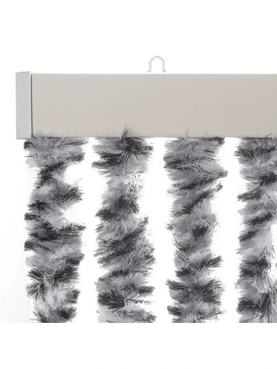 Užuolaida nuo musių, pilka/juoda/balta, 100x220cm, šenilis
