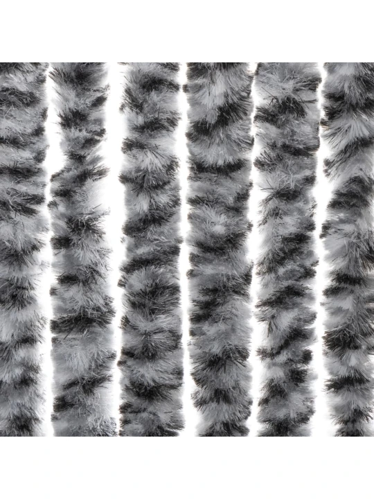 Užuolaida nuo musių, pilka/juoda/balta, 100x220cm, šenilis