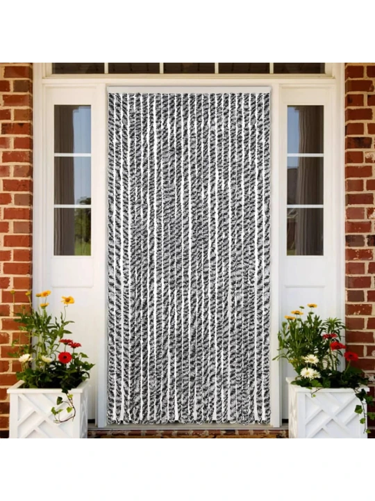 Užuolaida nuo musių, pilka/juoda/balta, 100x220cm, šenilis