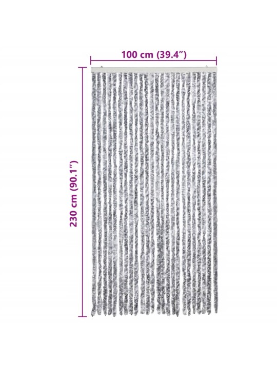 Užuolaida nuo musių, balta ir pilka, 100x230cm šenilis