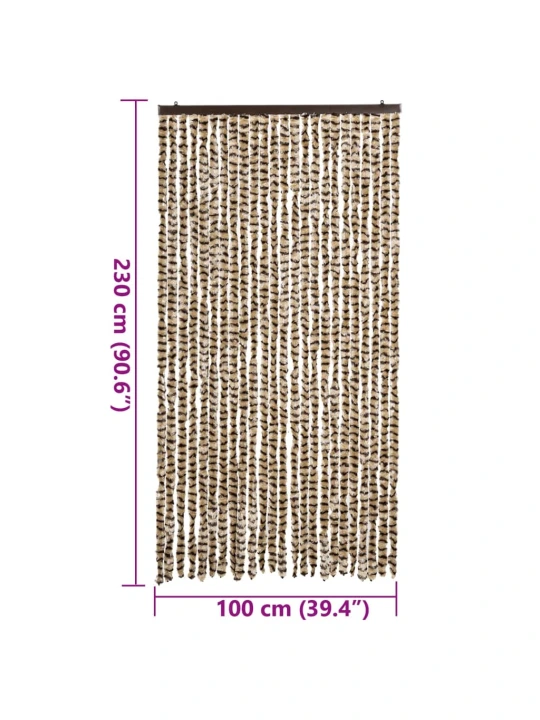 Užuolaida nuo musių, smėlio ir ruda, 100x230cm, šenilis