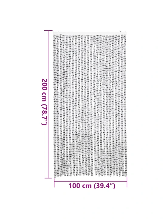 Užuolaida nuo musių, šviesiai/tamsiai pilka, 100x200cm, šenilis