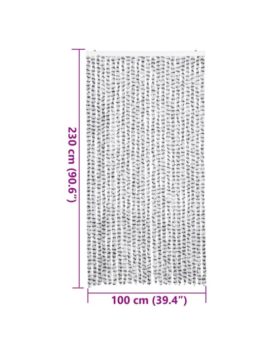 Užuolaida nuo musių, šviesiai/tamsiai pilka, 100x230cm, šenilis