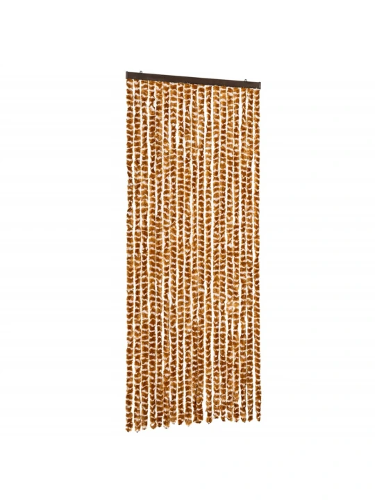 Užuolaida nuo musių, geltonai ruda ir balta, 56x200cm, šenilis