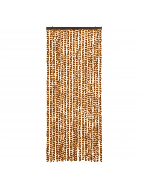 Užuolaida nuo musių, geltonai ruda ir balta, 56x200cm, šenilis