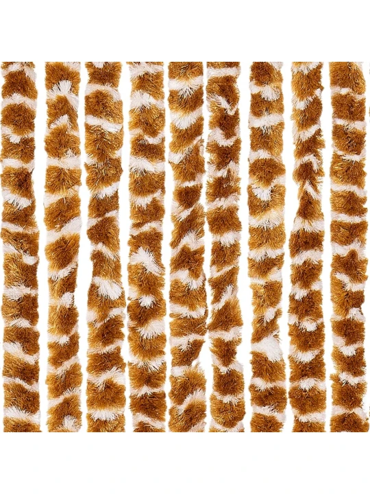 Užuolaida nuo musių, geltonai ruda ir balta, 56x200cm, šenilis