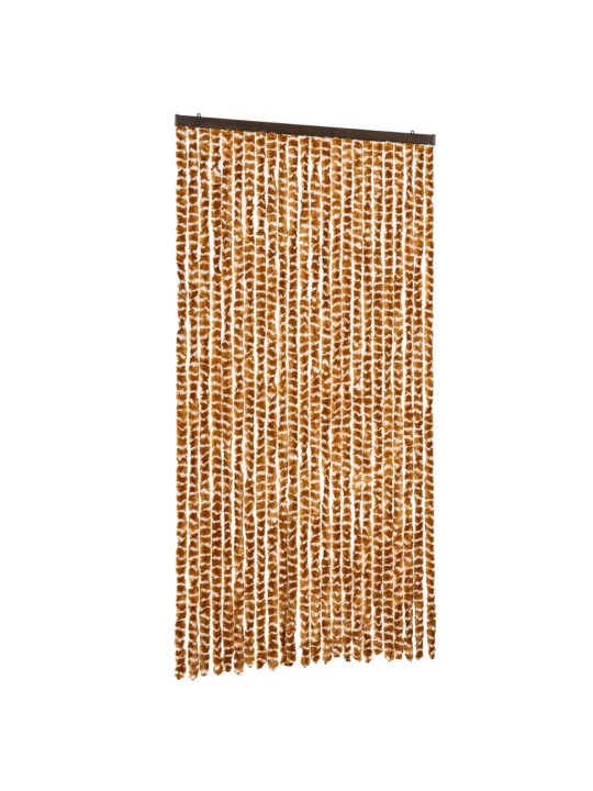 Užuolaida nuo musių, geltonai ruda ir balta, 100x230cm, šenilis