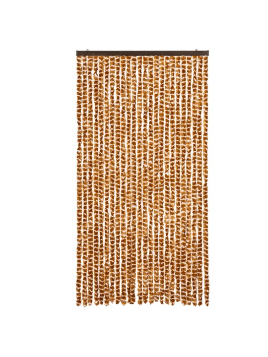 Užuolaida nuo musių, geltonai ruda ir balta, 100x230cm, šenilis