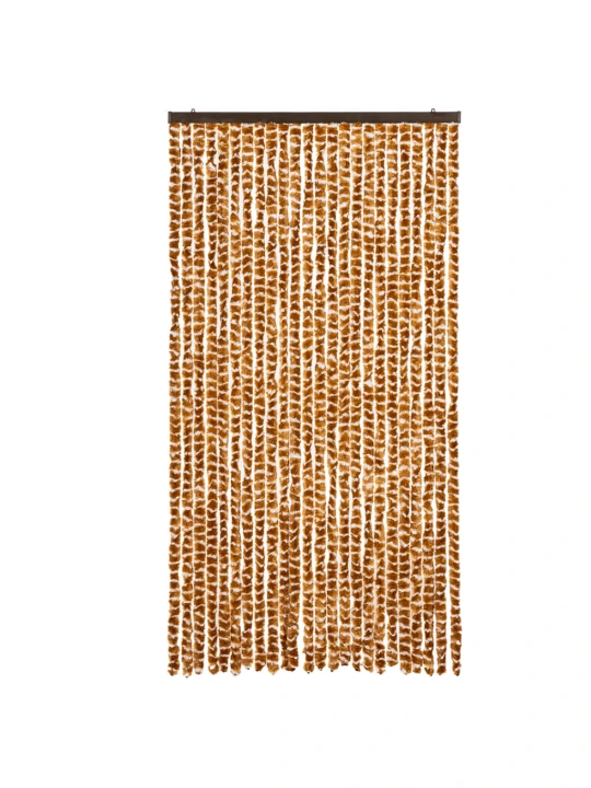 Užuolaida nuo musių, geltonai ruda ir balta, 100x230cm, šenilis