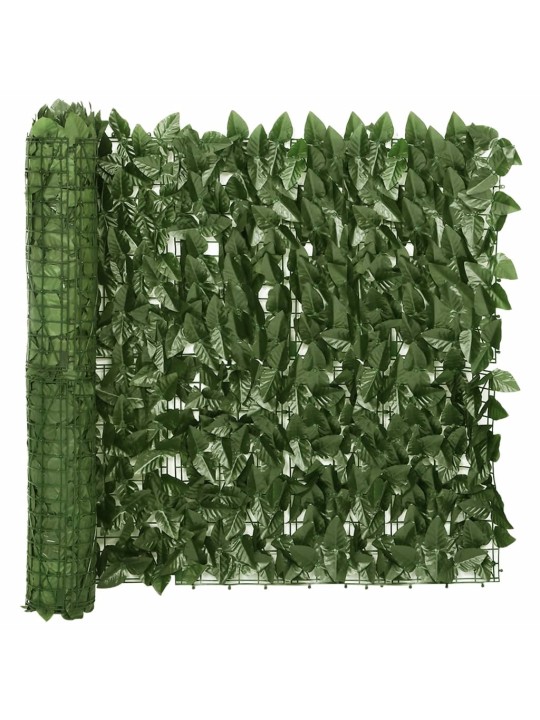 Balkono širma su tamsiai žaliais lapais, 600x75cm