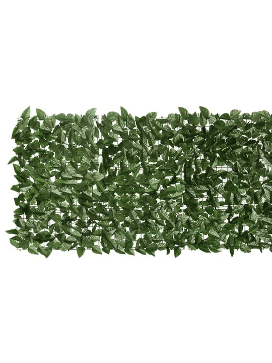 Balkono širma su tamsiai žaliais lapais, 600x75cm