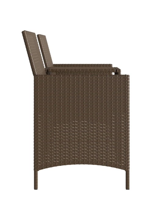 Dvivietė sodo sofa su staliuku/taburetėmis, ruda, poliratanas