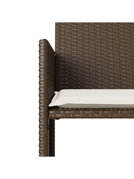 Dvivietė sodo sofa su staliuku/taburetėmis, ruda, poliratanas