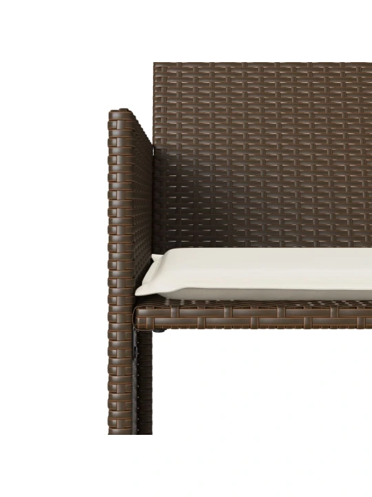 Dvivietė sodo sofa su staliuku/taburetėmis, ruda, poliratanas
