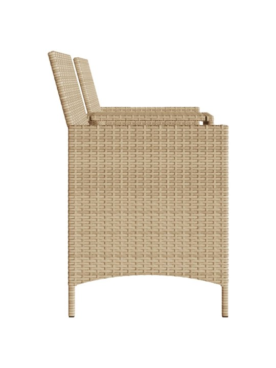 Dvivietė sodo sofa su staliuku/taburetėmis, smėlio, poliratanas