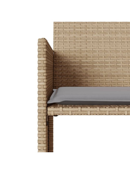 Dvivietė sodo sofa su staliuku/taburetėmis, smėlio, poliratanas