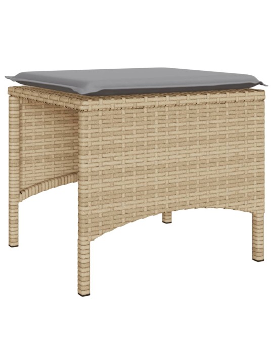 Dvivietė sodo sofa su staliuku/taburetėmis, smėlio, poliratanas