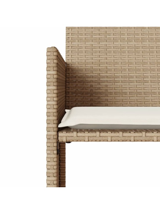 Dvivietė sodo sofa su staliuku/taburetėmis, smėlio, poliratanas