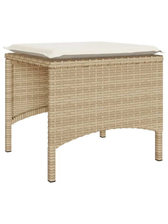Dvivietė sodo sofa su staliuku/taburetėmis, smėlio, poliratanas