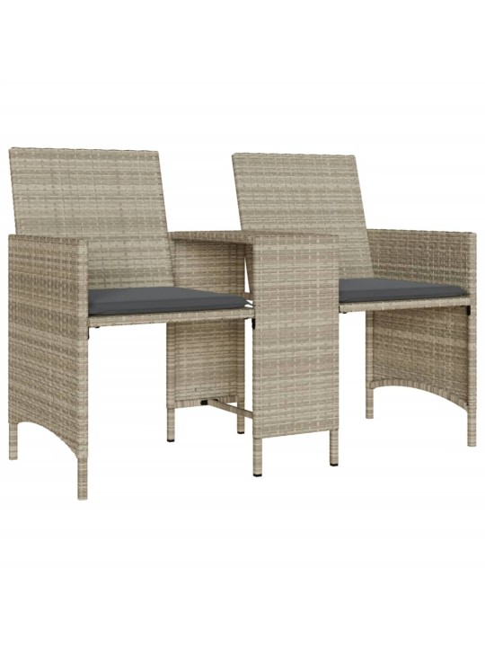 Dvivietė sodo sofa su staliuku/taburetėmis, pilka, poliratanas