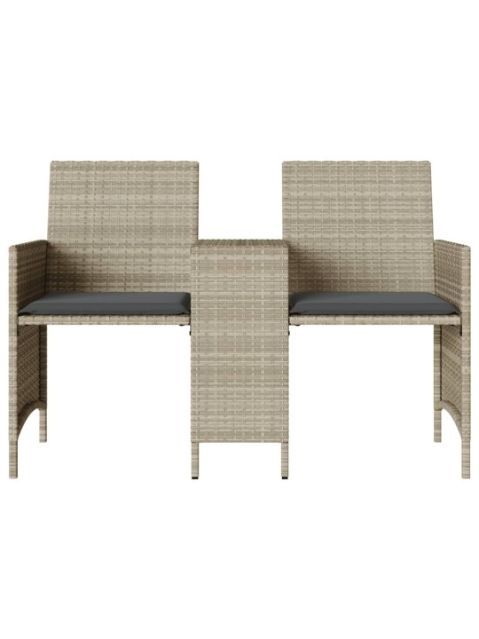 Dvivietė sodo sofa su staliuku/taburetėmis, pilka, poliratanas