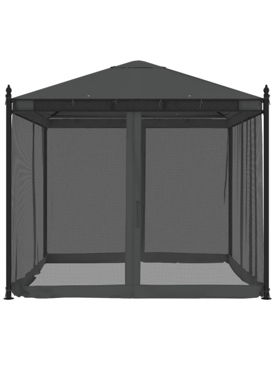 Pavėsinė su tinkleliais, antracito, 2,93x2,93m, plienas