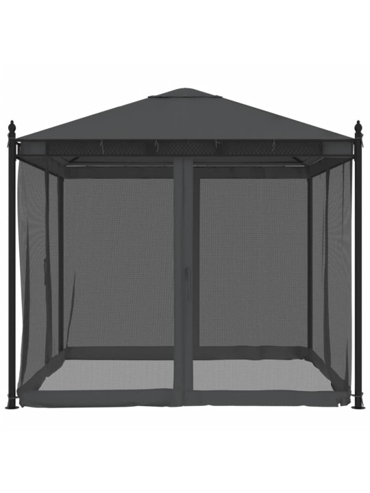 Pavėsinė su tinkleliais, antracito, 2,93x2,93m, plienas
