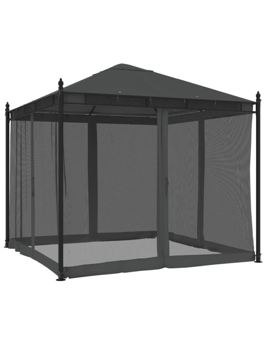 Pavėsinė su tinkleliais, antracito, 2,93x2,93m, plienas