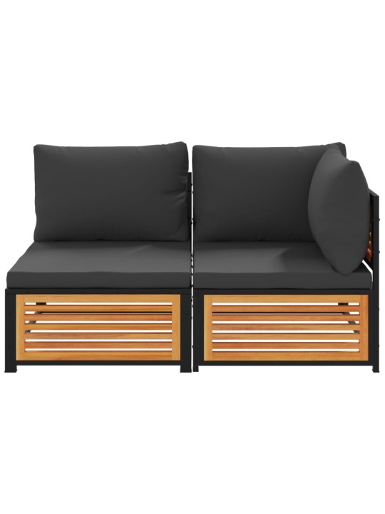 Dvivietė sodo sofa su pagalvėlėmis, akacijos medienos masyvas