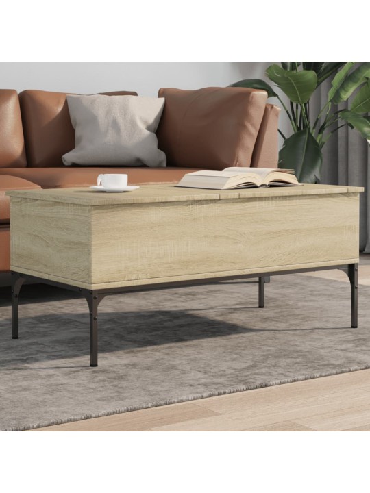 Kavos staliukas, ąžuolo, 100x50x45cm, apdirbta mediena/metalas