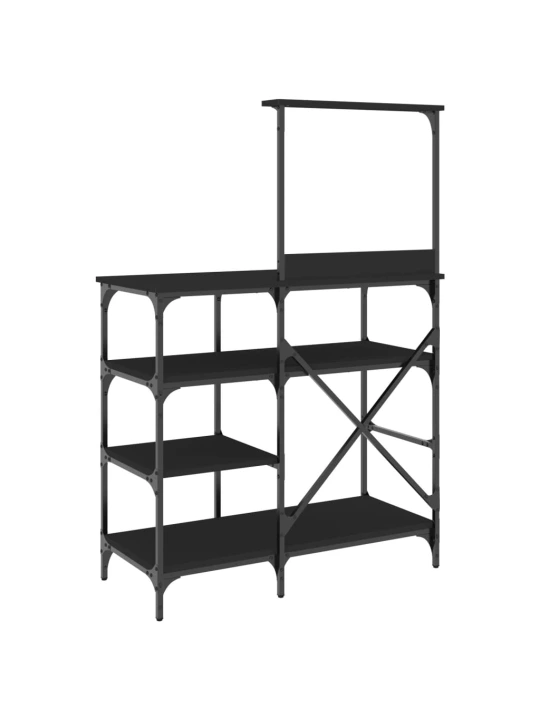 Virtuvės lentyna, juoda, 90x40x132cm, apdirbta mediena/metalas