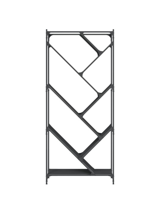 Knygų spinta, juoda, 79x30x180cm, apdirbta mediena ir metalas