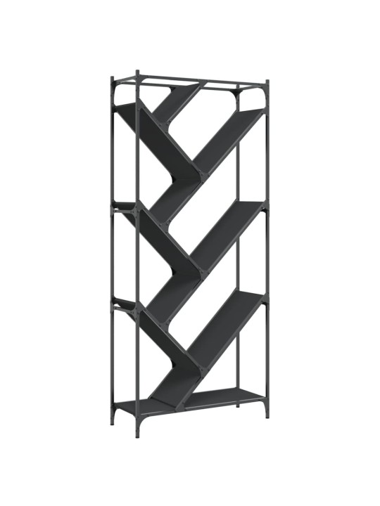Knygų spinta, juoda, 79x30x180cm, apdirbta mediena ir metalas