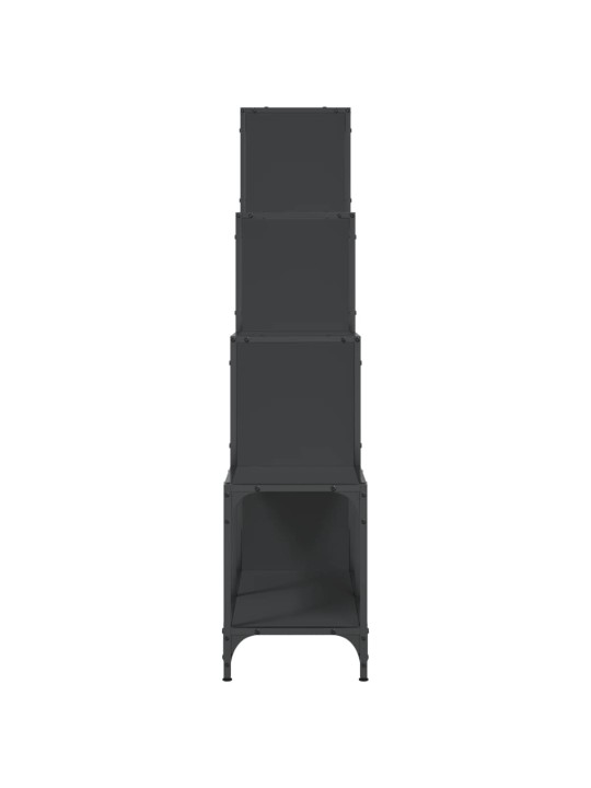 Knygų spinta, juoda, 122x30x132cm, apdirbta mediena ir metalas