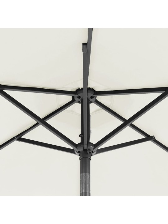 Skėtis nuo saulės su plieniniu stulpu, baltas, 225x225x212cm