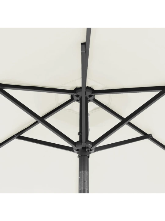 Skėtis nuo saulės su plieniniu stulpu, baltas, 225x225x212cm