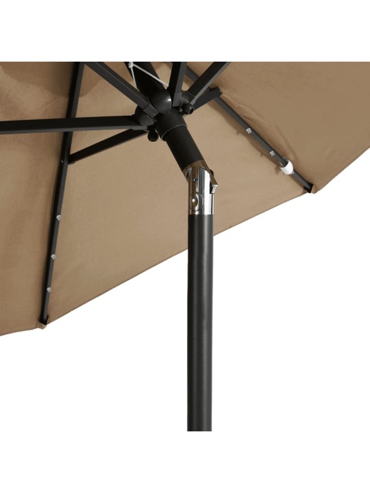 Skėtis nuo saulės su plieniniu stulpu, taupe, 225x225x212cm