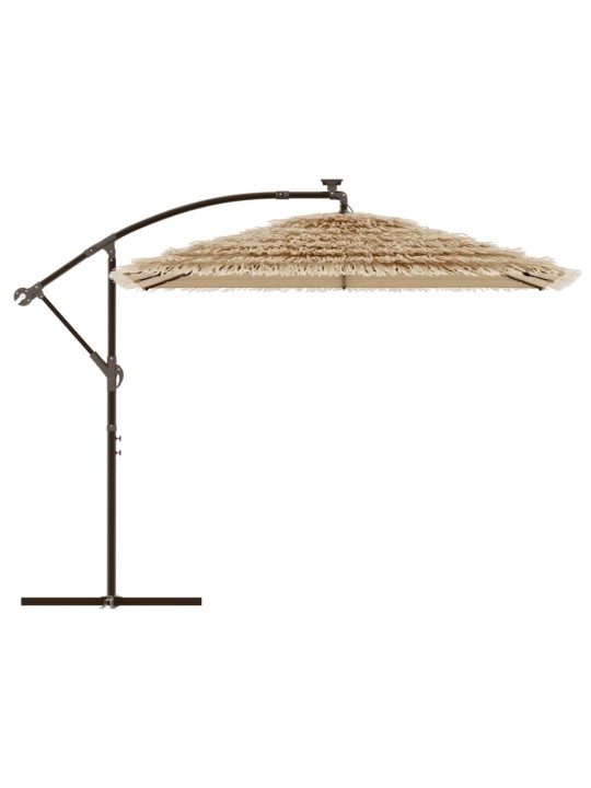 Skėtis nuo saulės su LED/plieniniu stulpu, rudas, 246x246x230cm