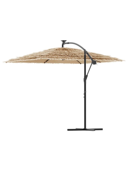 Skėtis nuo saulės su LED/plieniniu stulpu, rudas, 246x246x230cm