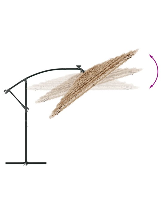 Skėtis nuo saulės su LED/plieniniu stulpu, rudas, 246x246x230cm
