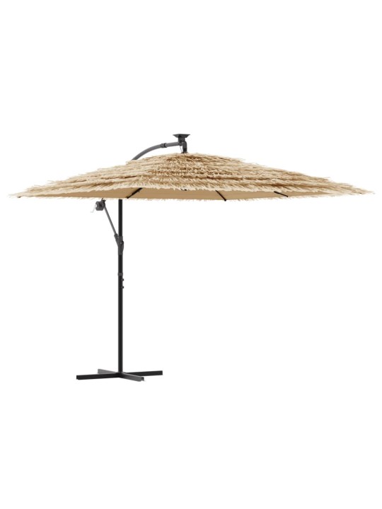 Skėtis nuo saulės su LED/plieniniu stulpu, rudas, 269x269x235cm