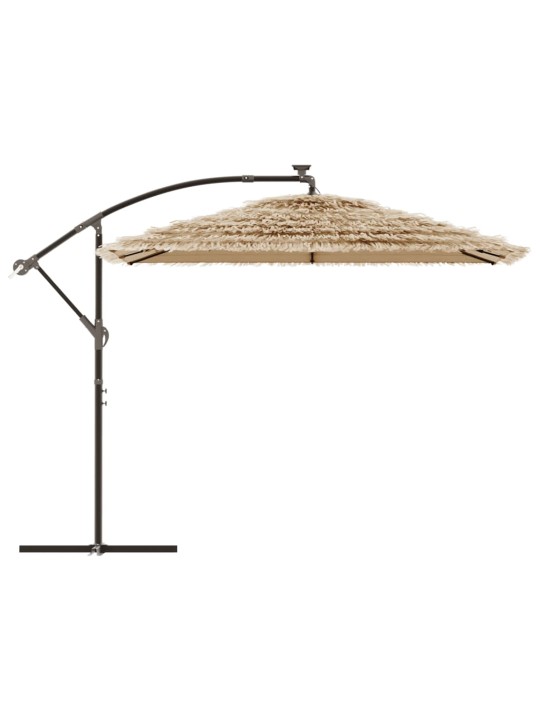 Skėtis nuo saulės su LED/plieniniu stulpu, rudas, 269x269x235cm