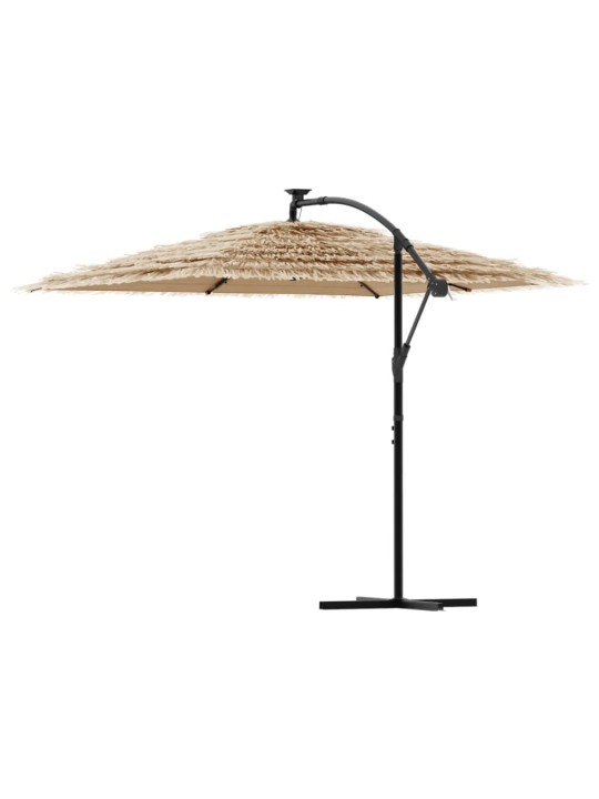 Skėtis nuo saulės su LED/plieniniu stulpu, rudas, 269x269x235cm