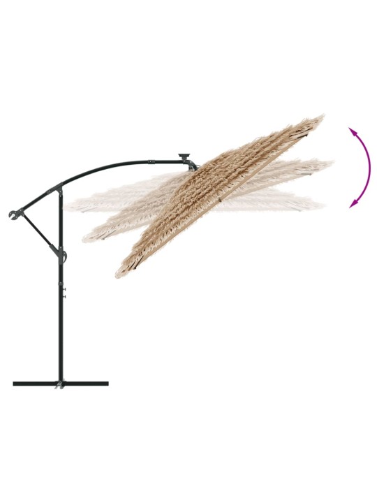 Skėtis nuo saulės su LED/plieniniu stulpu, rudas, 269x269x235cm