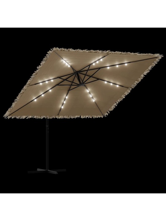 Skėtis nuo saulės su LED/plieniniu stulpu, rudas, 269x269x235cm