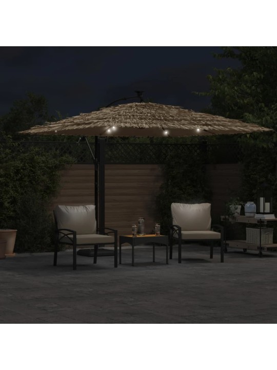 Skėtis nuo saulės su LED/plieniniu stulpu, rudas, 290x290x238cm