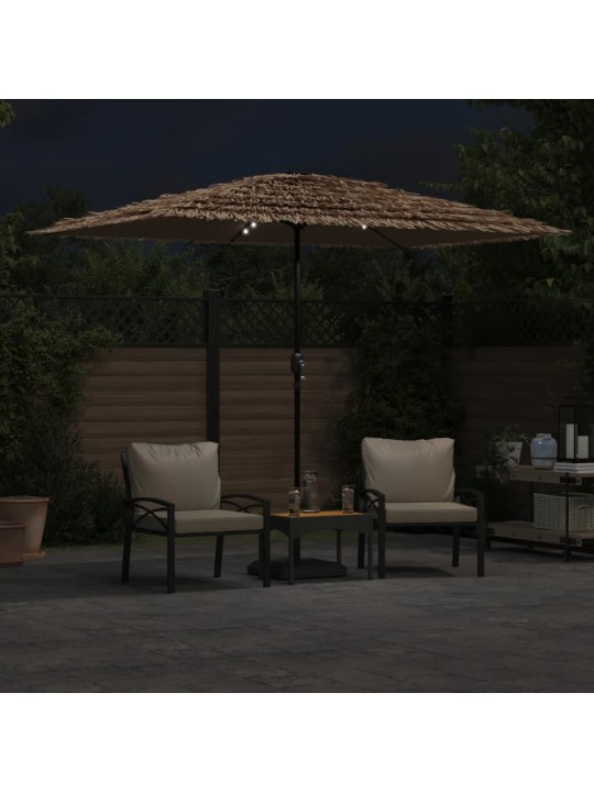 Skėtis nuo saulės su LED/plieniniu stulpu, rudas, 300x200x250cm