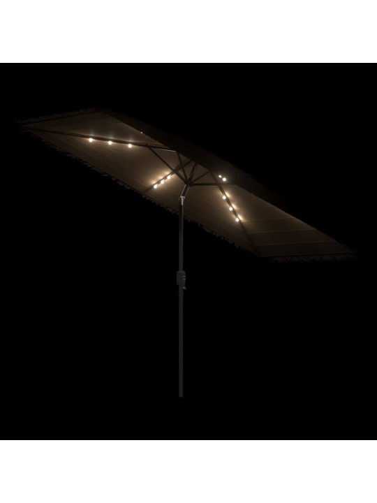 Skėtis nuo saulės su LED/plieniniu stulpu, rudas, 300x200x250cm