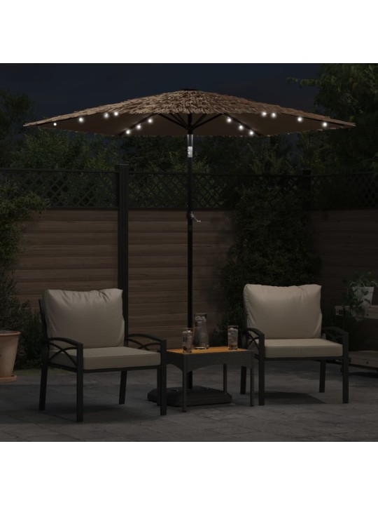 Skėtis nuo saulės su LED/plieniniu stulpu, rudas, 223x223x213cm