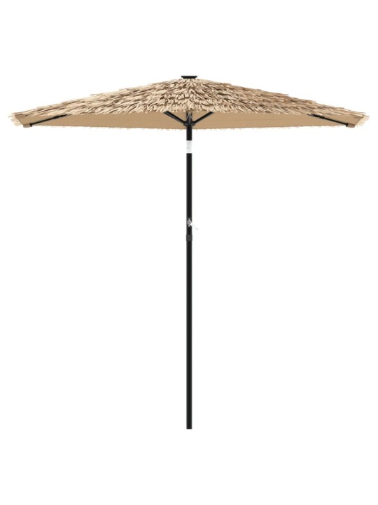 Skėtis nuo saulės su LED/plieniniu stulpu, rudas, 223x223x213cm